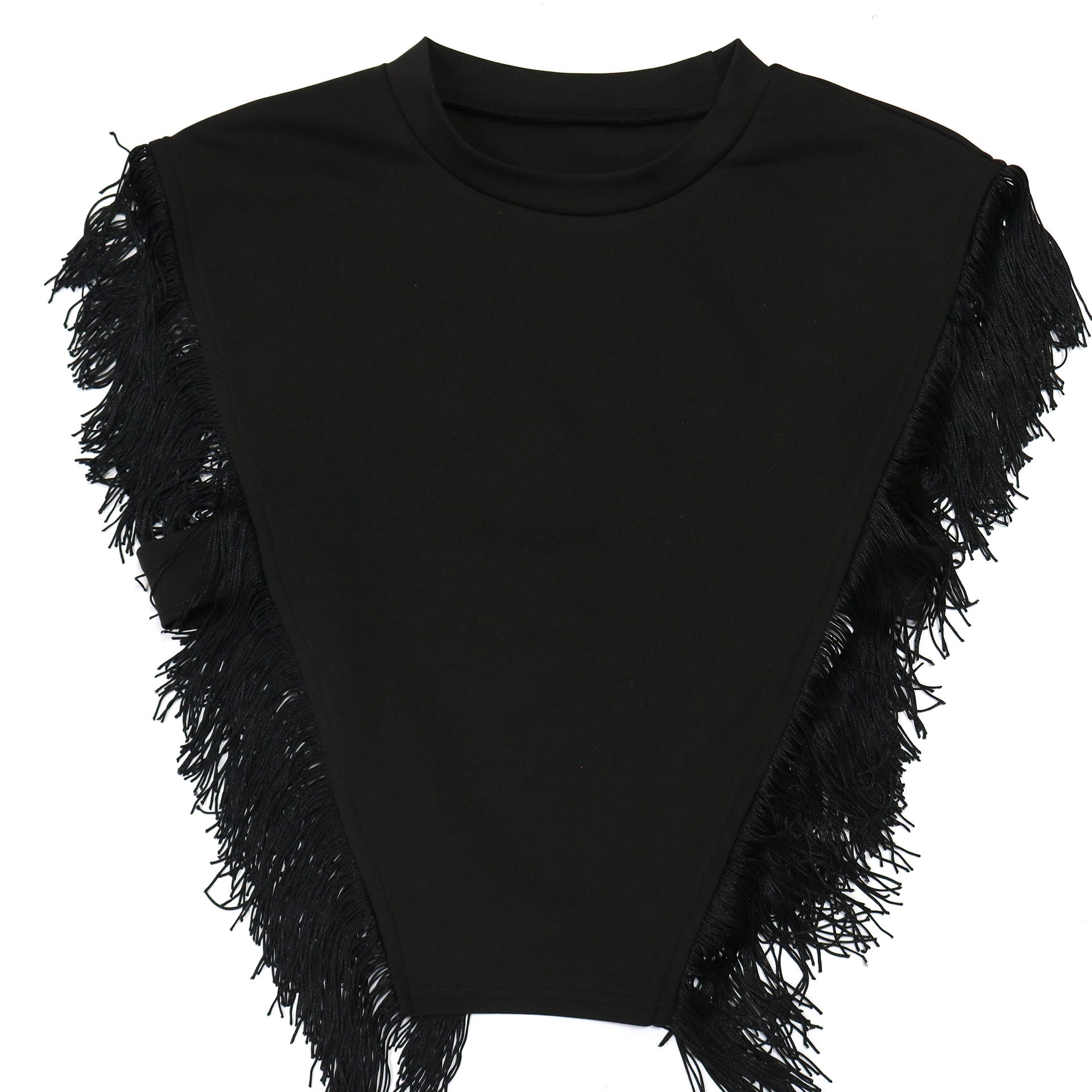 Fashionable Casual Solid Color Tassel Feminine Round Neck Top And Shorts Two-Piece Set 15