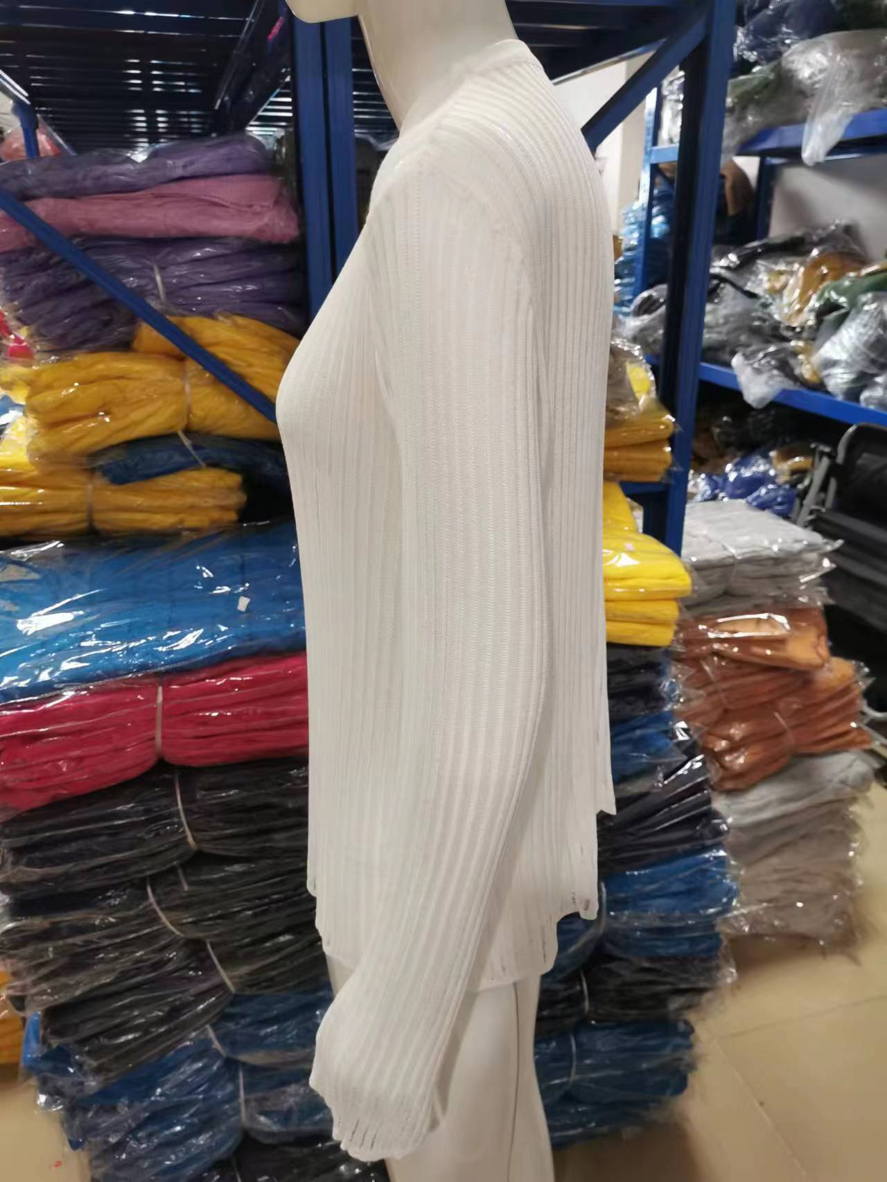 Women Long Sleeve Round Neck Breathable knitting Top 19