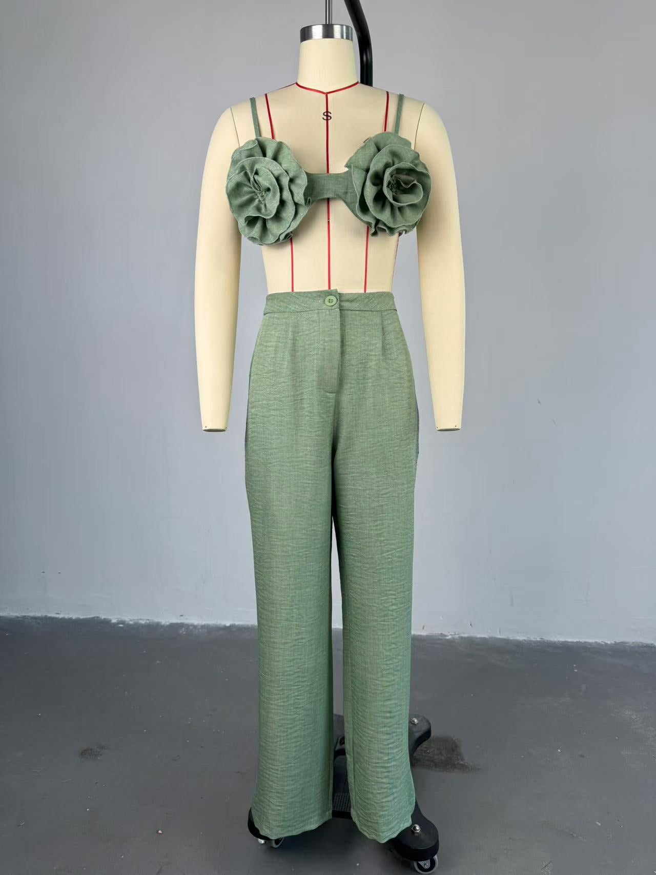 Women Fall Strapless Top and Pant Two Piece Set 14