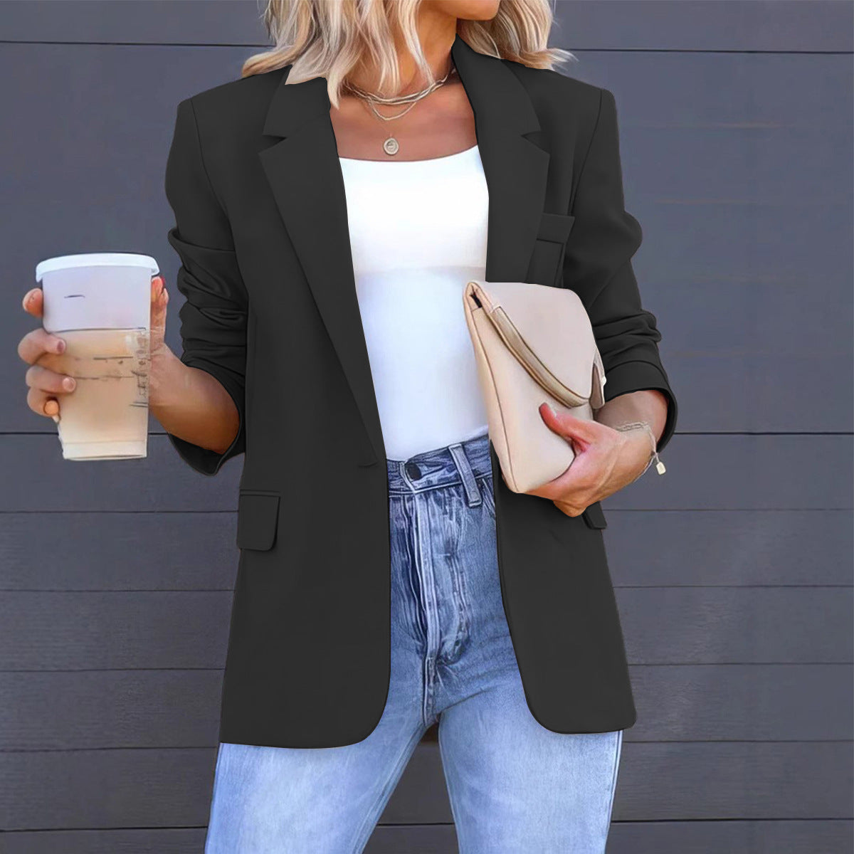 Women's Solid Chic Elegant Slim Waist Blazer