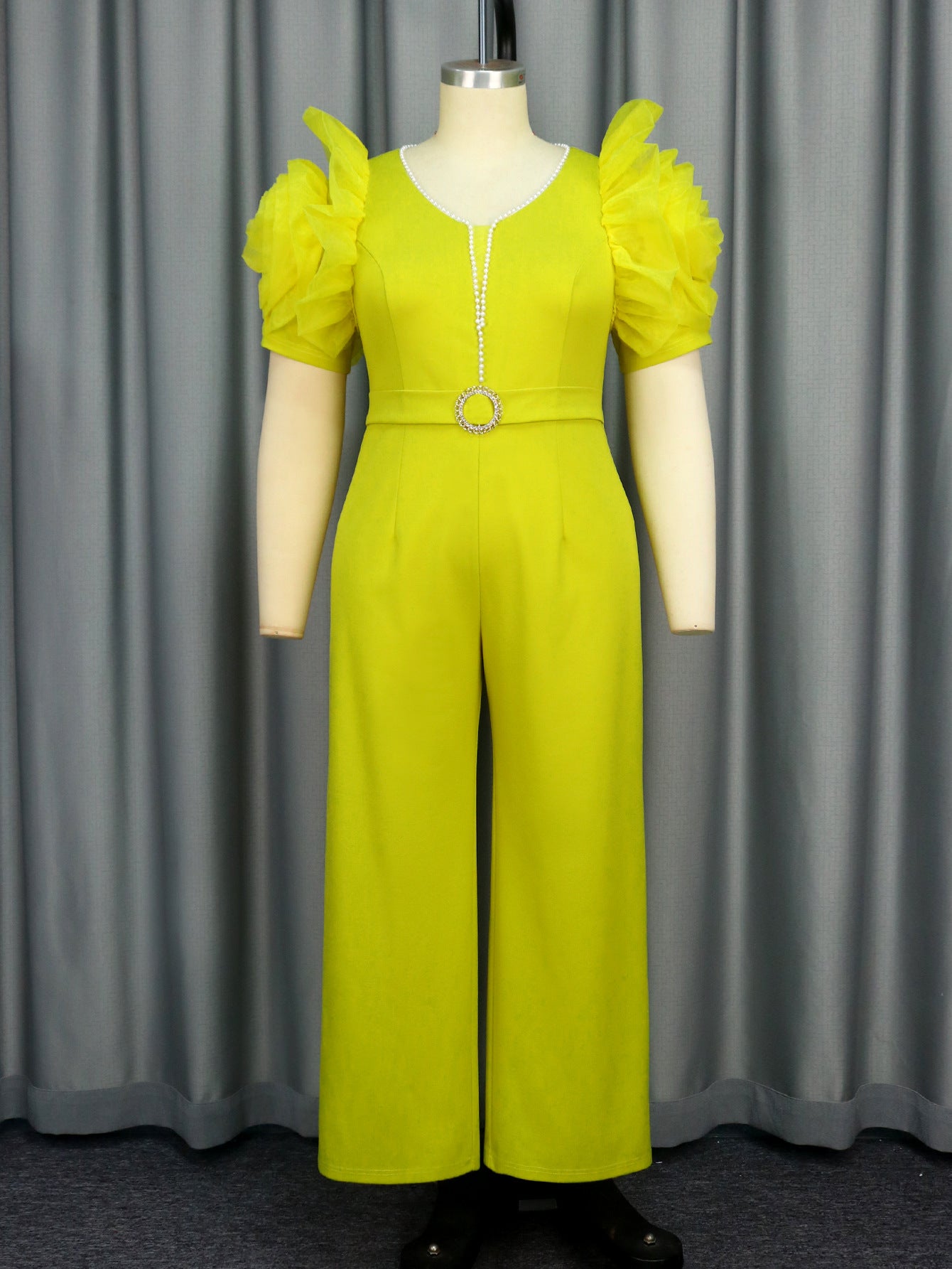 Women Solid Party Mesh Floral Jumpsuits