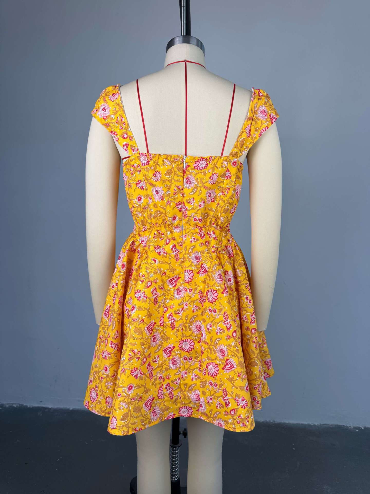 Women Summer Square Neck Printed Irregular Mini Dress 23