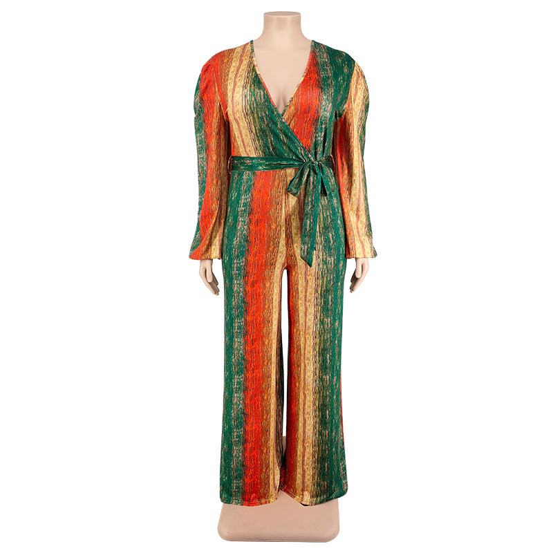 Plus Size Women's Winter Long Sleeve Straight Jumpsuit 12