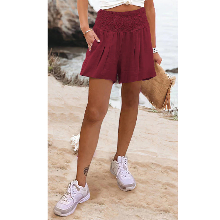 Women's Solid Color High Waist Casual Shorts 18