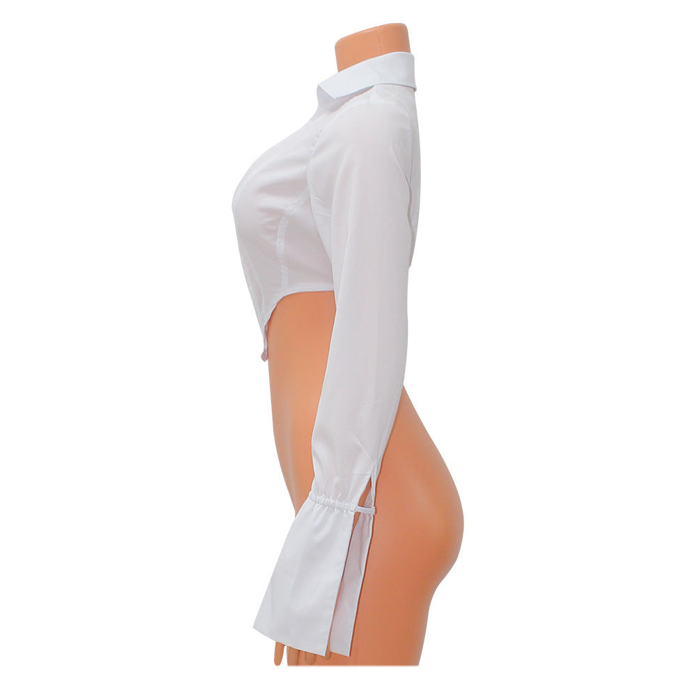 Spring Women's Sexy Long Sleeve White Shirt Women's cropped inspired design Top 10