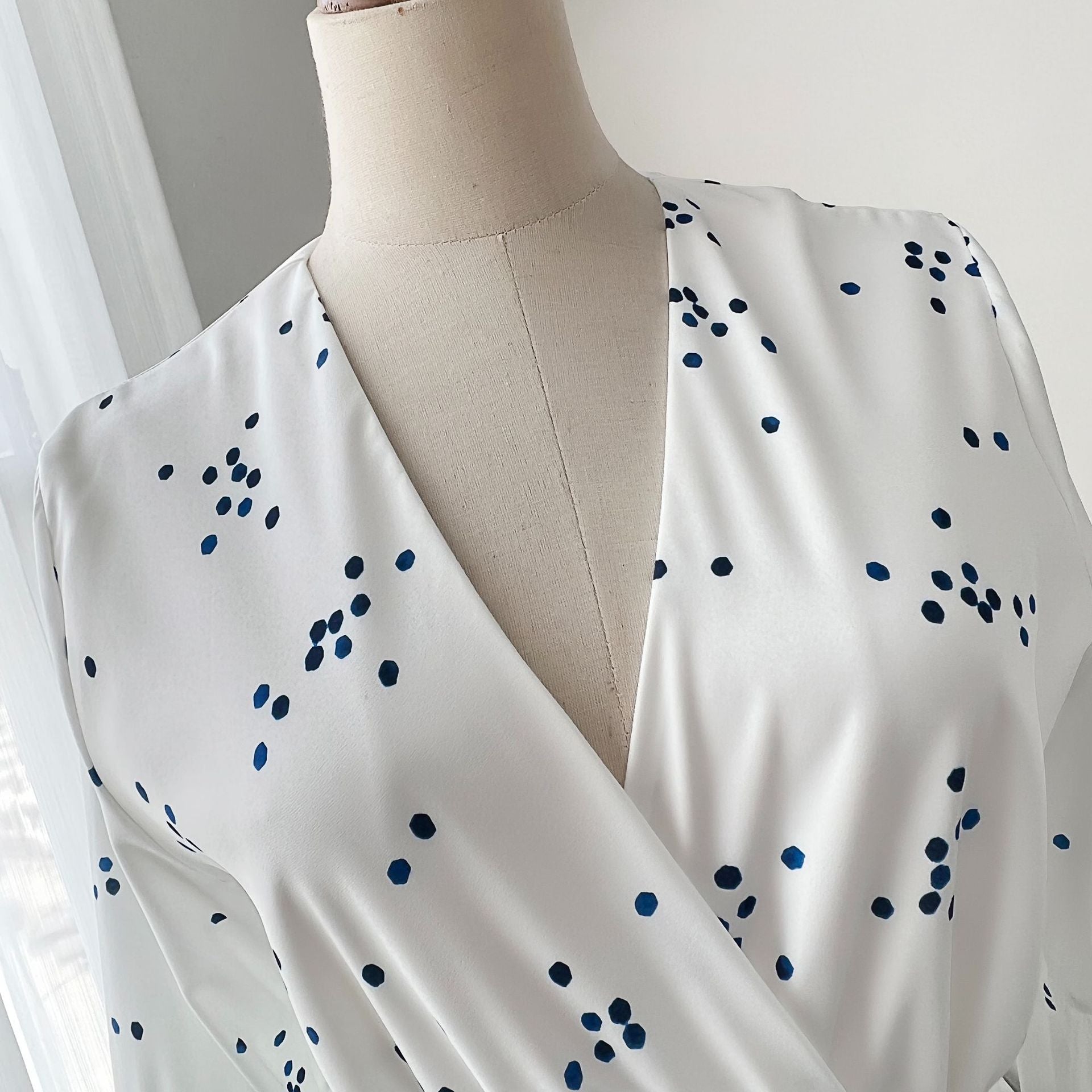 Lantern Sleeve Polka Dot Slim Waist Ruffled Long Dress 10