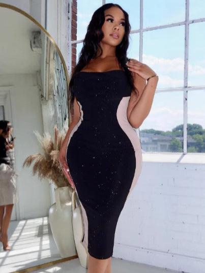 Sexy Glitter Slit Strap Bodycon Dress 3