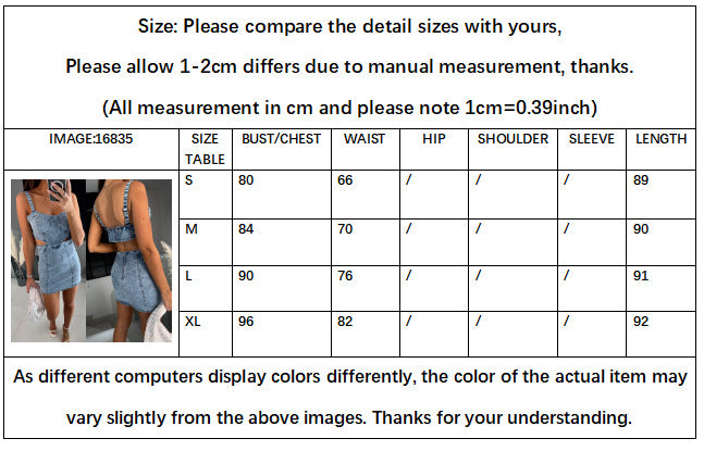 Summer Women's Fashion Sexy Strap Low Back Denim Dress 6