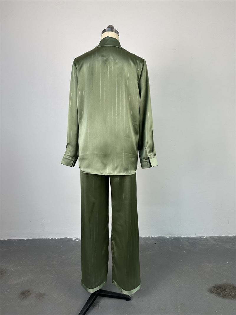 Women's Spring Fashion Loose Plus Size Printed Shirt Wide Leg Pants Casual Suit 10