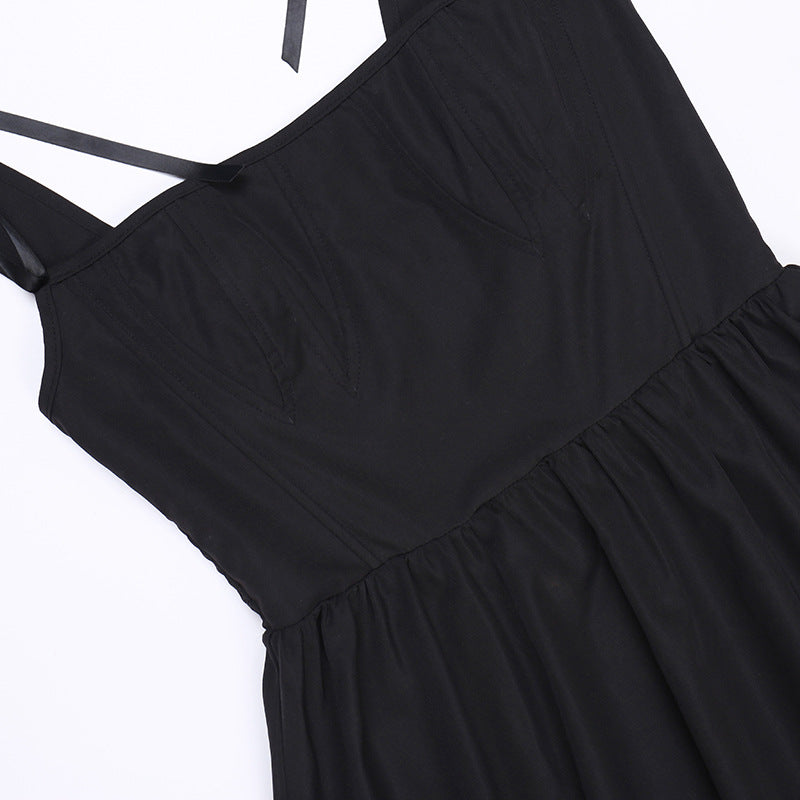 Women Summer Solid Lace-Up Skirt Patchwork Dress 12