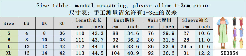 Women Color Block Backless Strappy Balloon Sleeve Dress 13