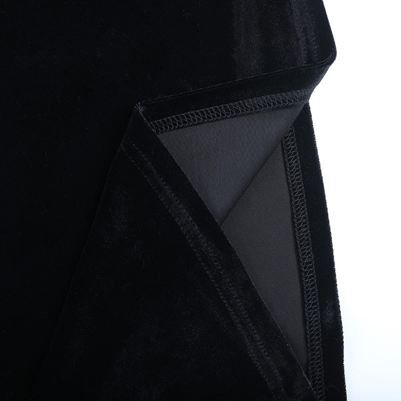 Women lace velvet autumn sexy suspender dress 17