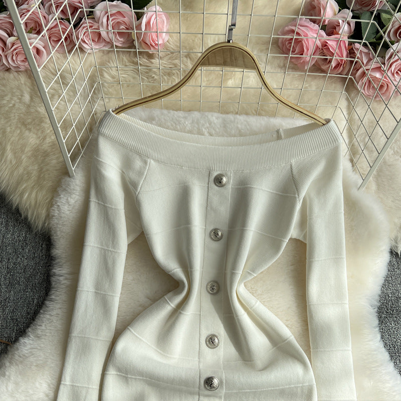 Women sexy Off Shoulder long-sleeved Bodycon sweater dress 5