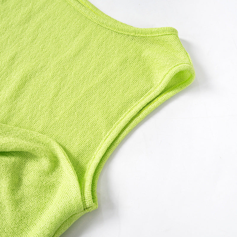 Women Summer Casual Solid Knot Sleeveless Tank Top And Bodycon Skirt Two-piece Set 11