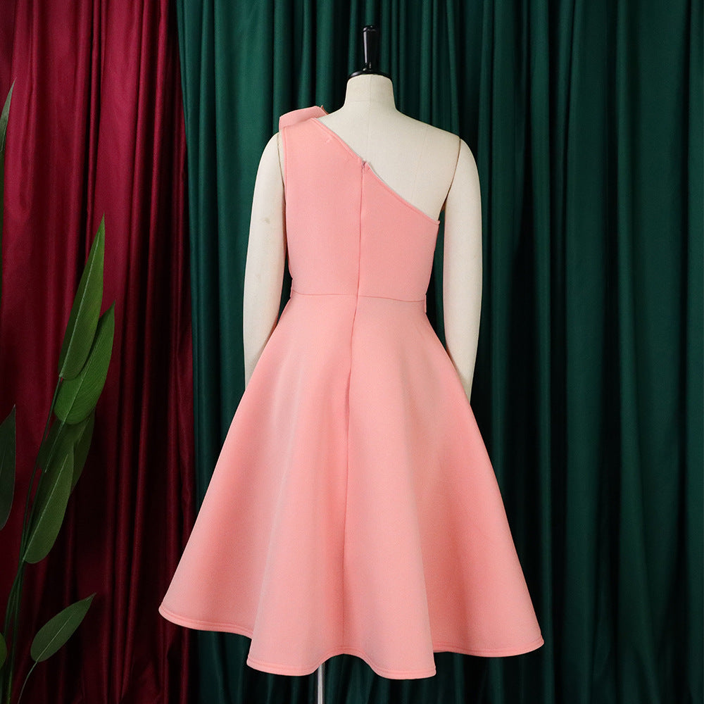 Plus Size Women Solid Sexy Pleated Formal Party Dress 48