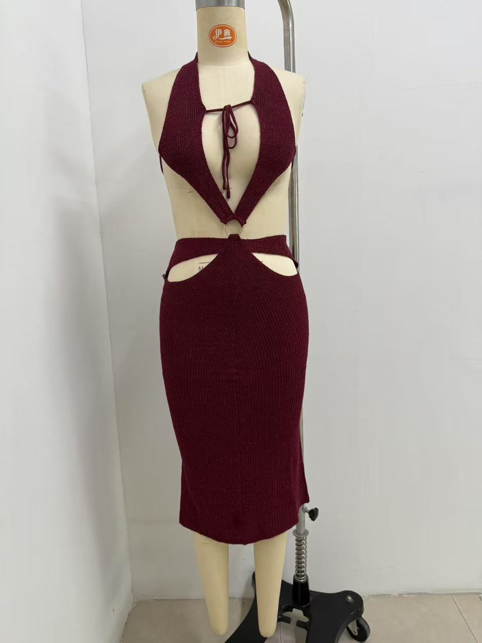 Sheer Halter Neck Knitted  Beach Holiday Dress 15