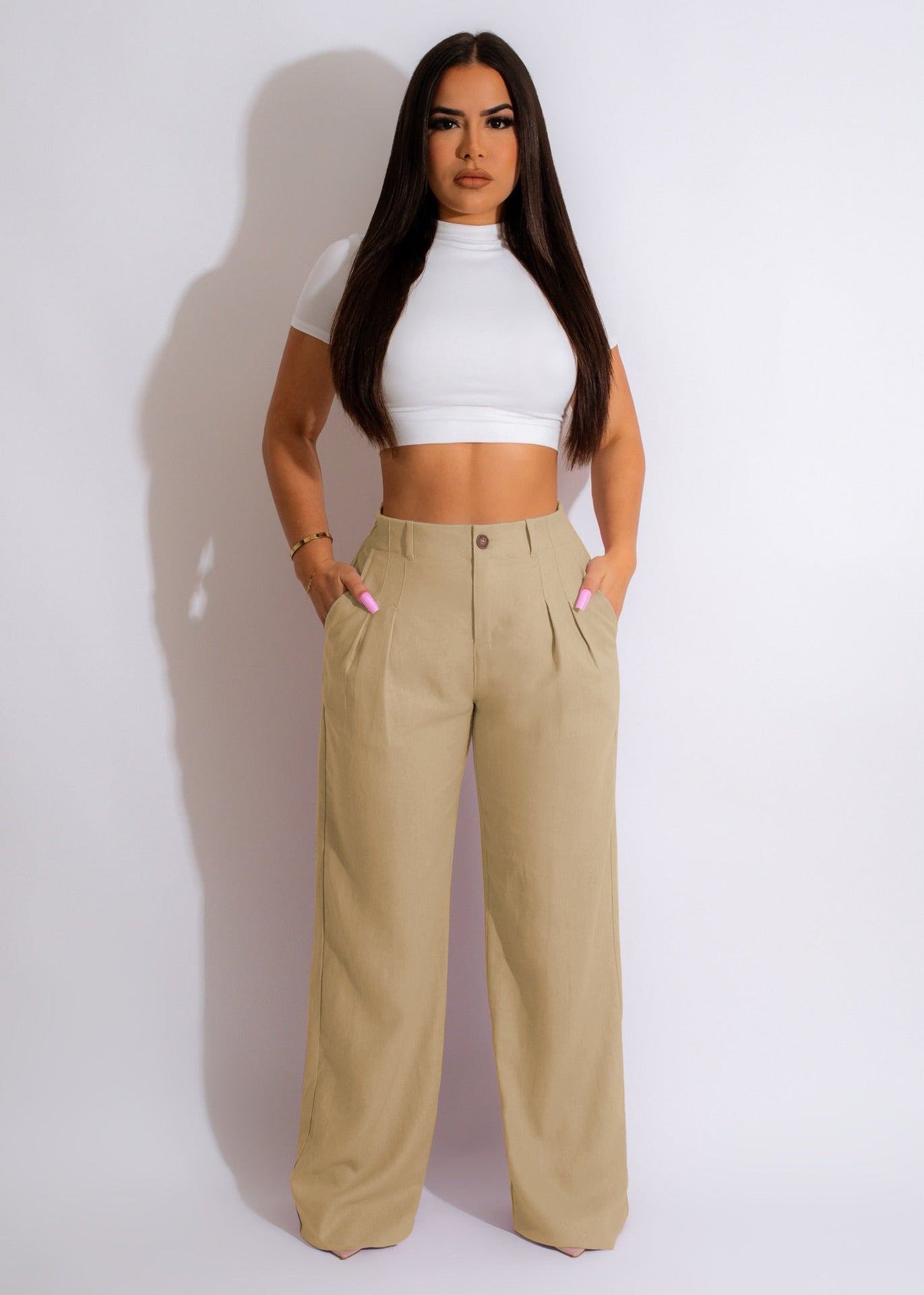 Women's Linen Cotton Casual Pants Breathable Straight Pants Linen Trousers Summer 8