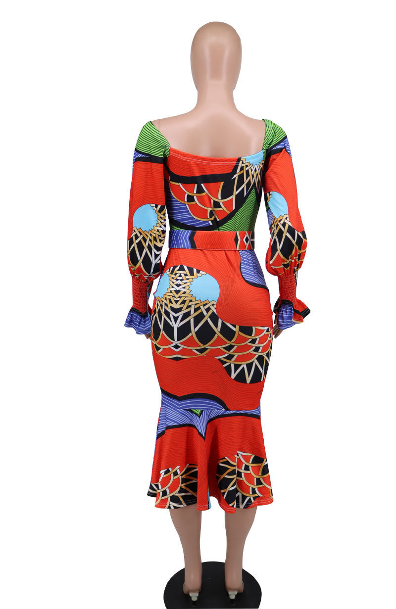 Casual Fashion Women's Long Sleeve Slim Printed Dress 10