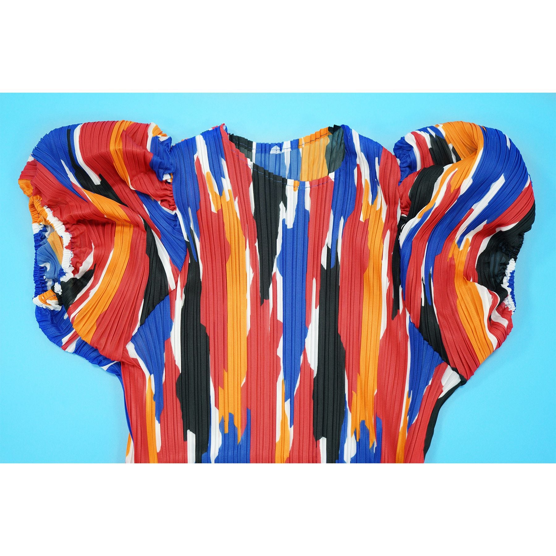 Fashionable Women's Puff Short-Sleeved Printed Dress 11