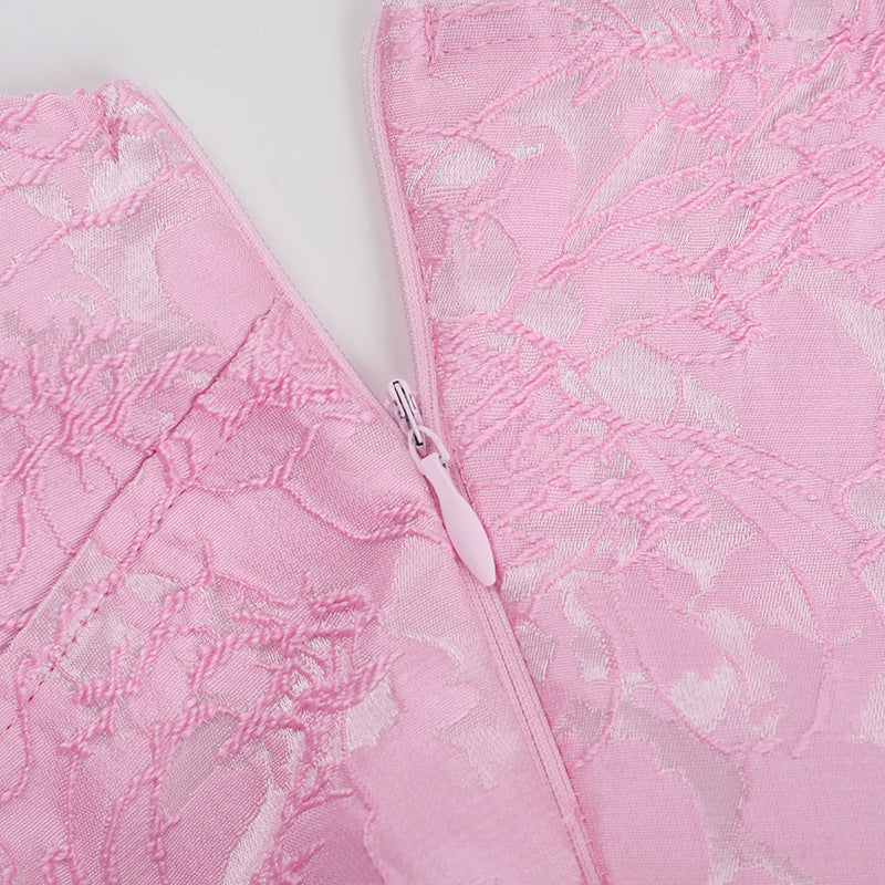 Women's Sexy Sleeveless Halter Neck Jacquard V-Neck Bow Dress 18