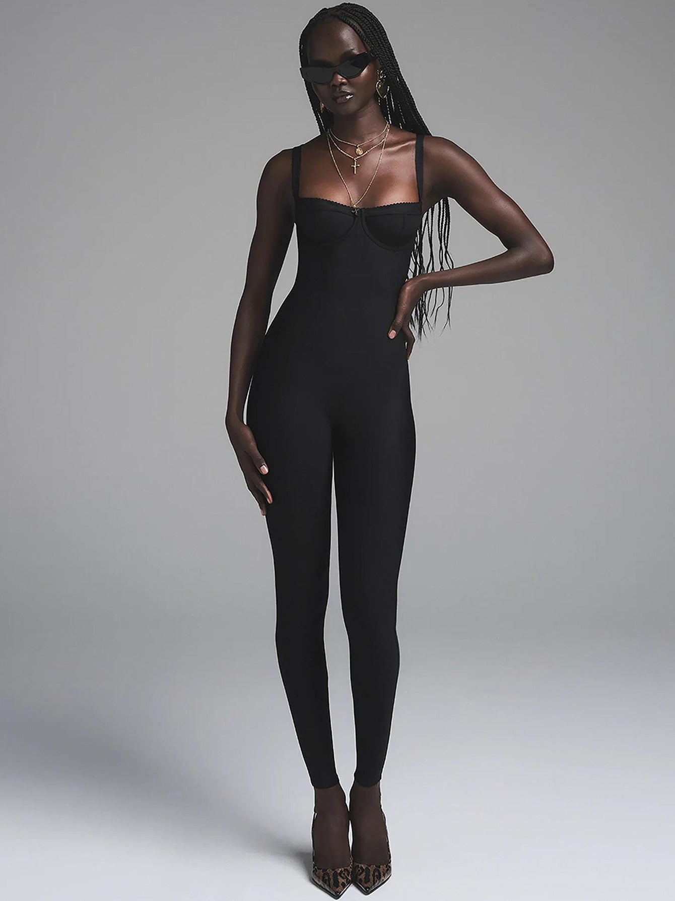 Women's Summer Sleeveless Leopard Print Sexy Strap Tight-Fitting Jumpsuit 5