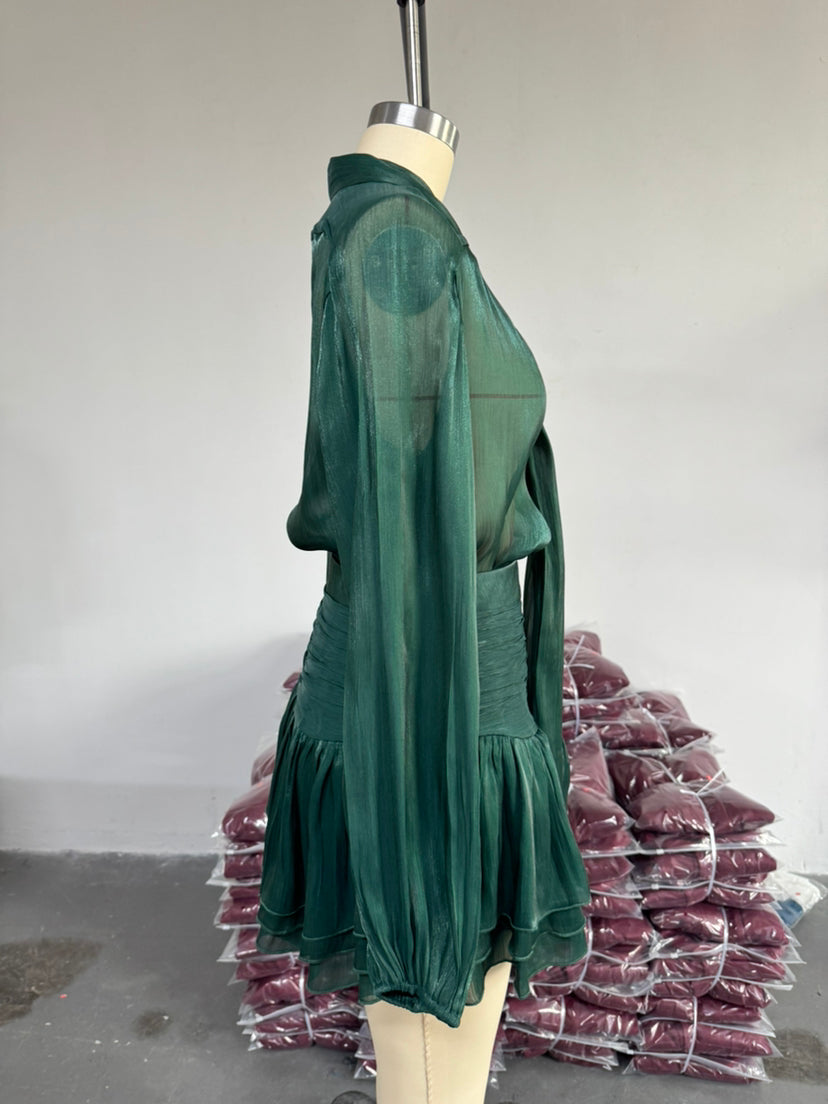 Women Bow Tie Top and Pleated Skirt Casual Two Piece Set 18