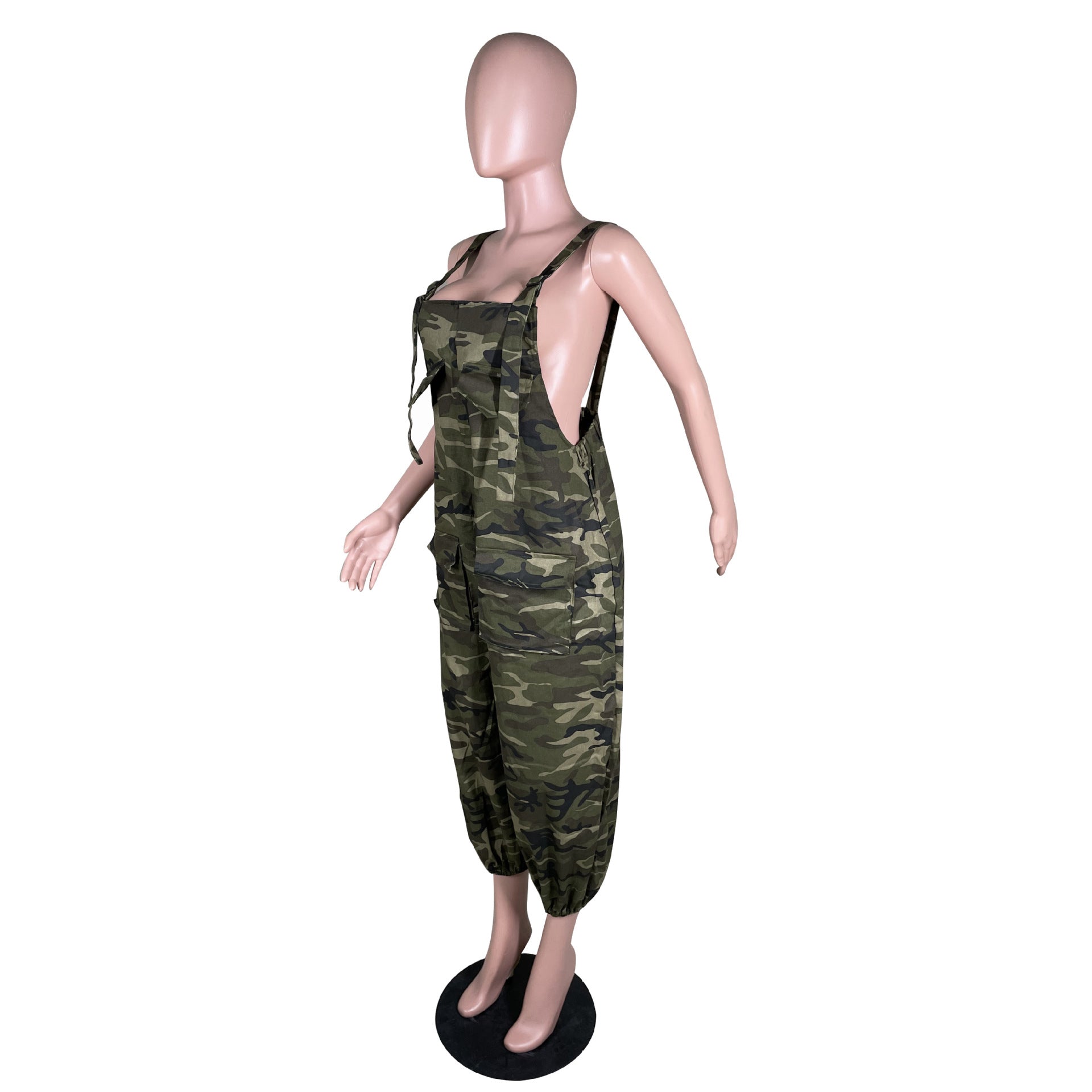Women'S Camo Casual Cargo Loose Suspender Jumpsuit 4