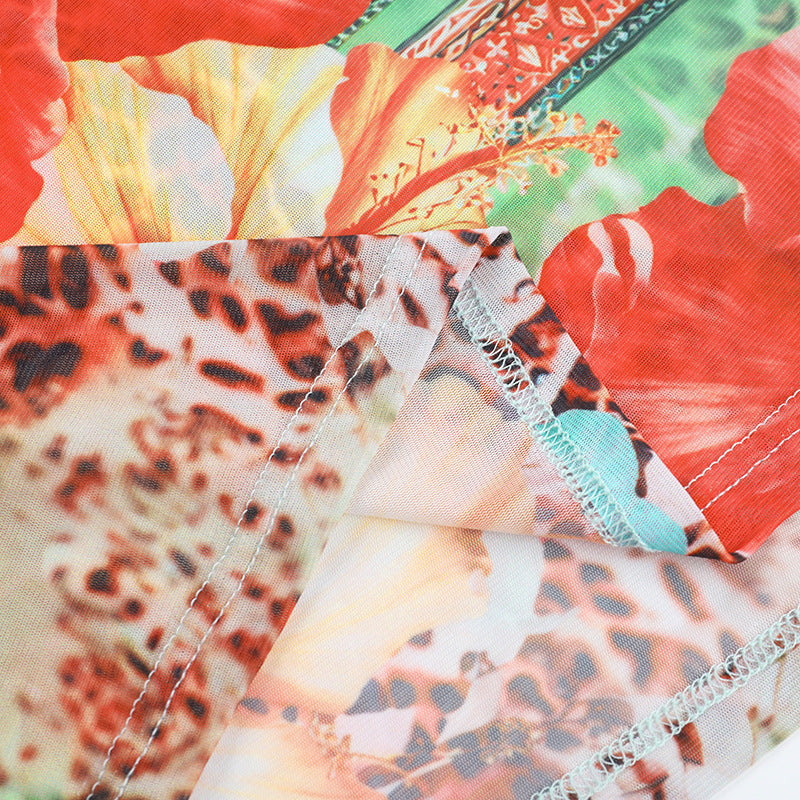 Women Summer Sexy Backless Suspender Print Beach Holidays Dress 15