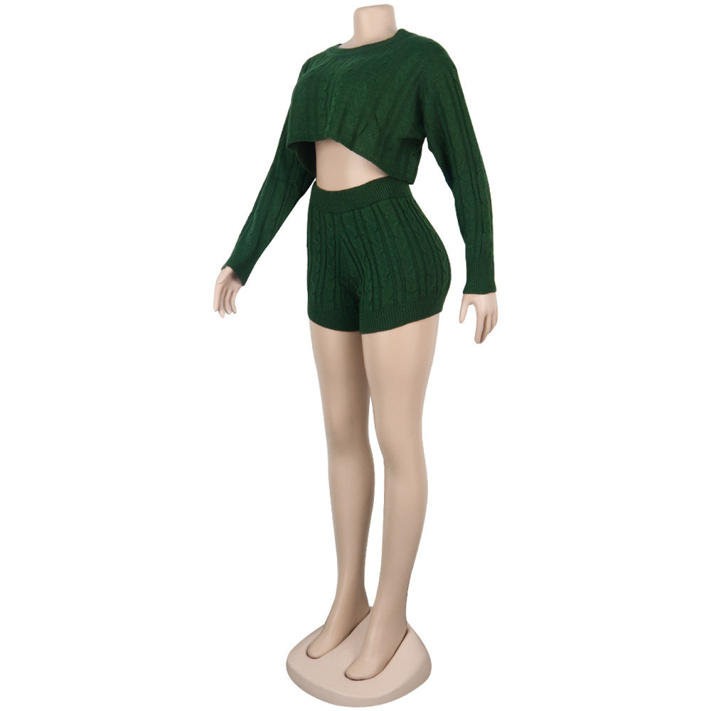 Women's Knit Sweater Shorts Nightclub Two-Piece Set 30
