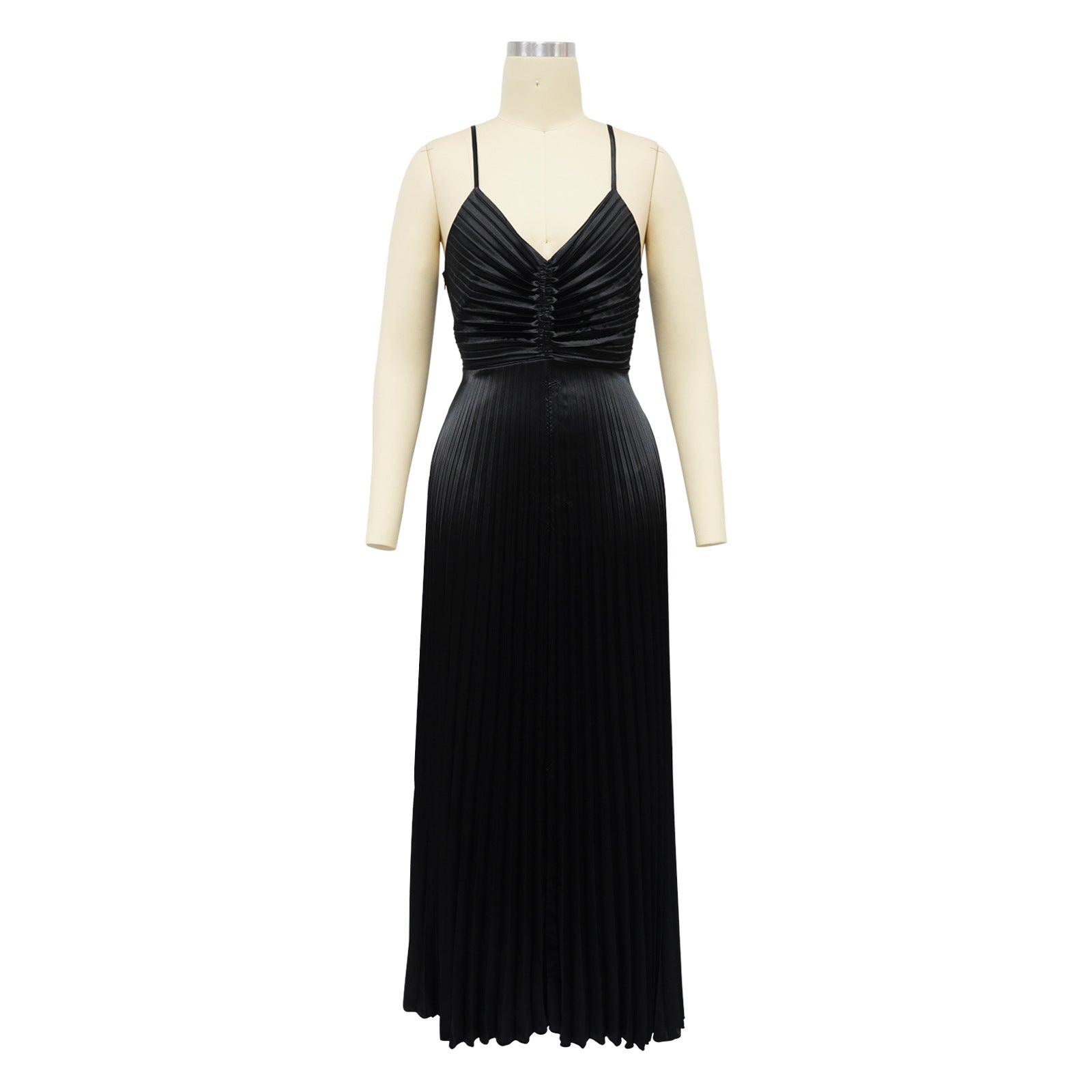 Women's Sexy Solid Color Strap Pleated Party Dress 13