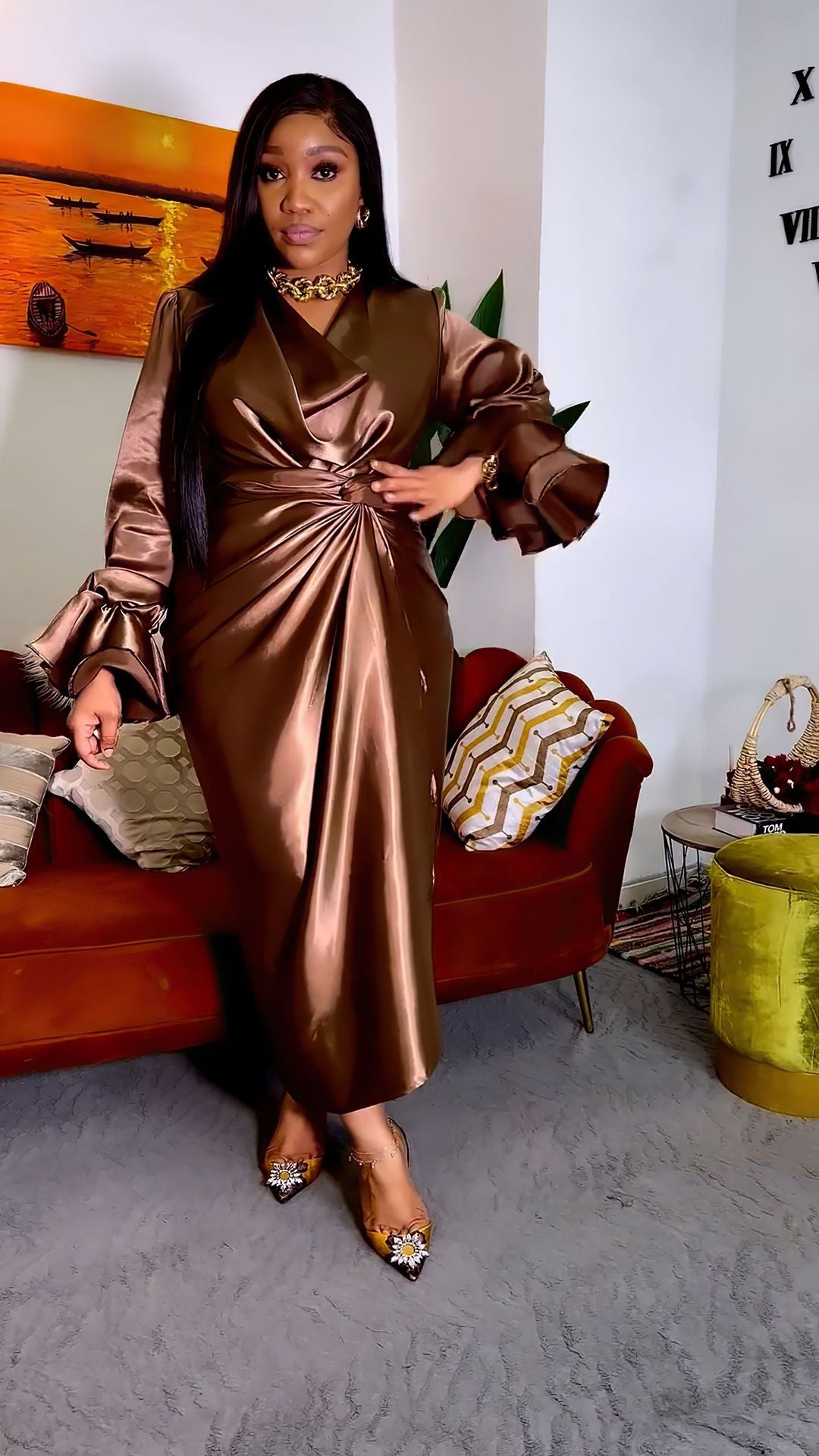 Women's clothing loose long Sleeve top long skirt two-piece set 6