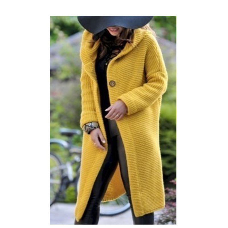 Plus Size Women Fall/Winter Long Sleeve Hooded Cardigan Sweater Jacket 13