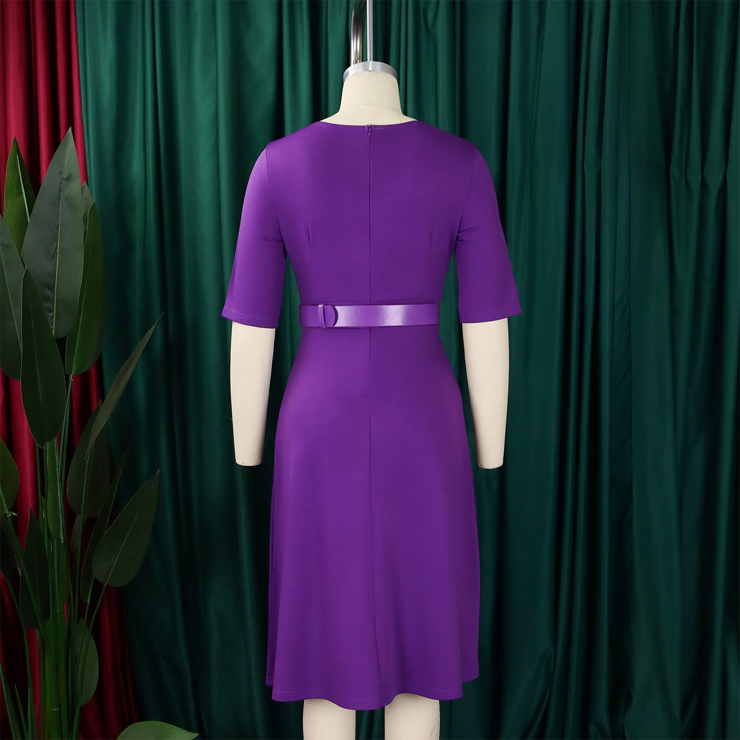 Women Summer Fashion Chic Elegant Solid Color Plus Size African Dress 17