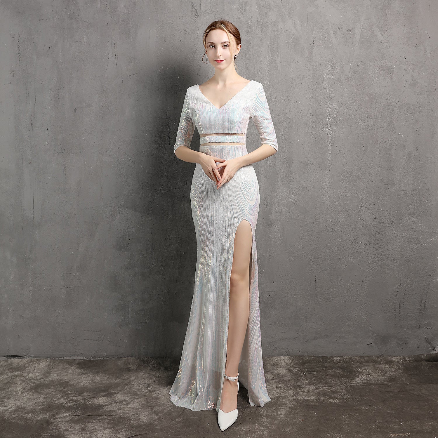 Women Formal Party Halter Neck Slim Elegant Mermaid Evening Dress 3