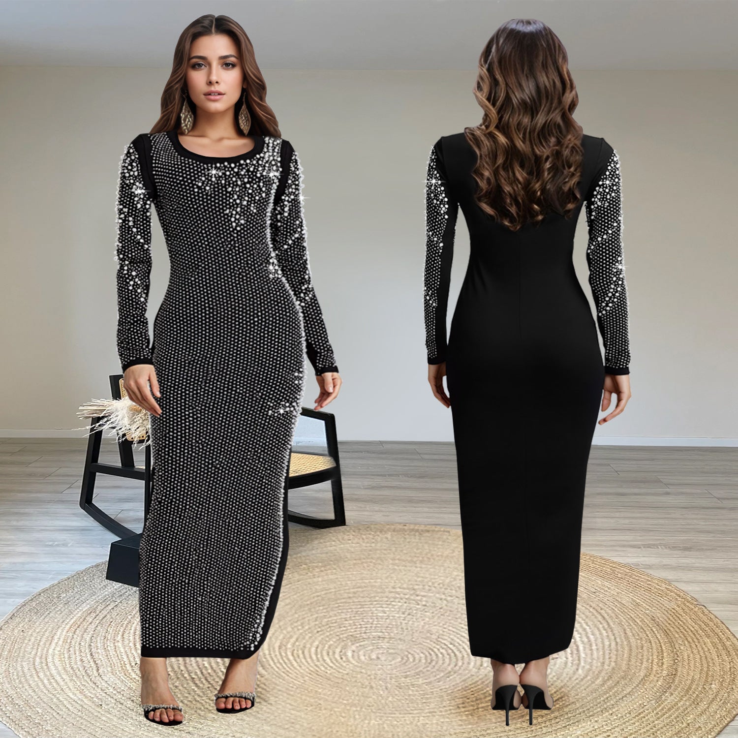 Women Beaded bubble beads elegant dress