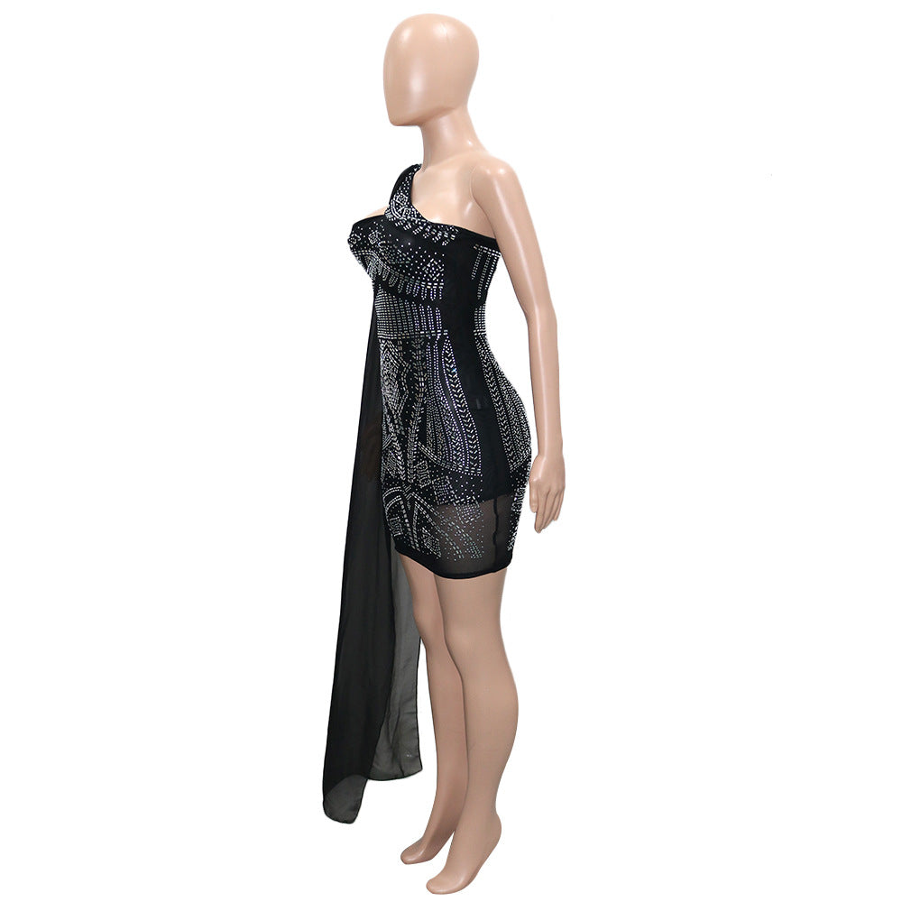 Sexy Cutout Low Back Beaded Cape Sleeve Women'S Party Evening Dress 11