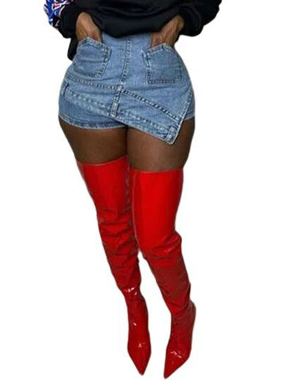 Women Summer Casual Stretch Denim Shorts (front and back wear)