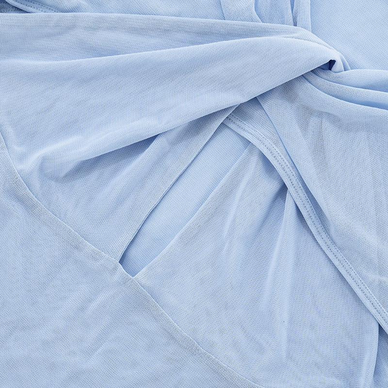 Women's Fashion Mesh Cross Cut-Out Long-Sleeve Fuzzy Sleeve Slim Bodycon Short Dress 17