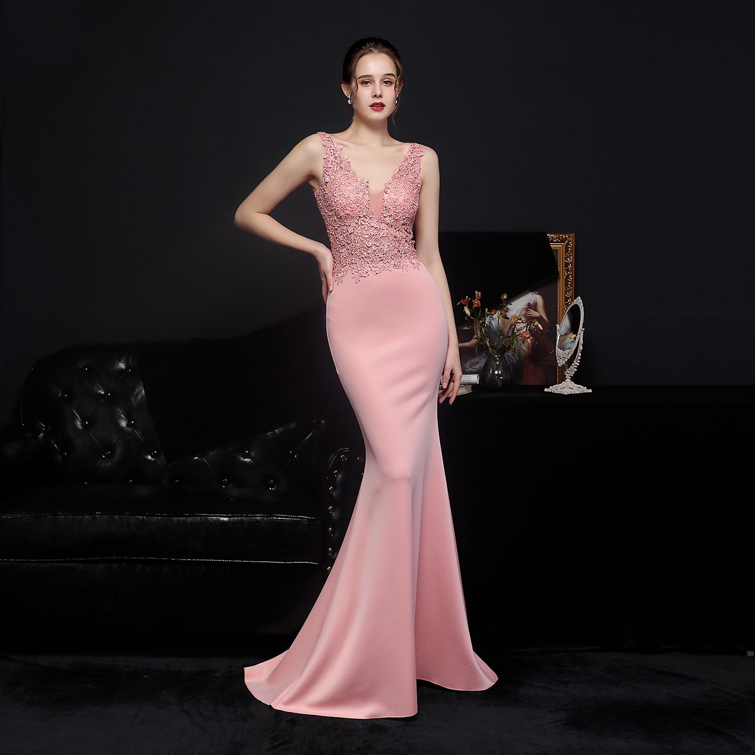 Elegant Lace Diamond Formal Party Dress Bride Long Mermaid Evening Dress 11
