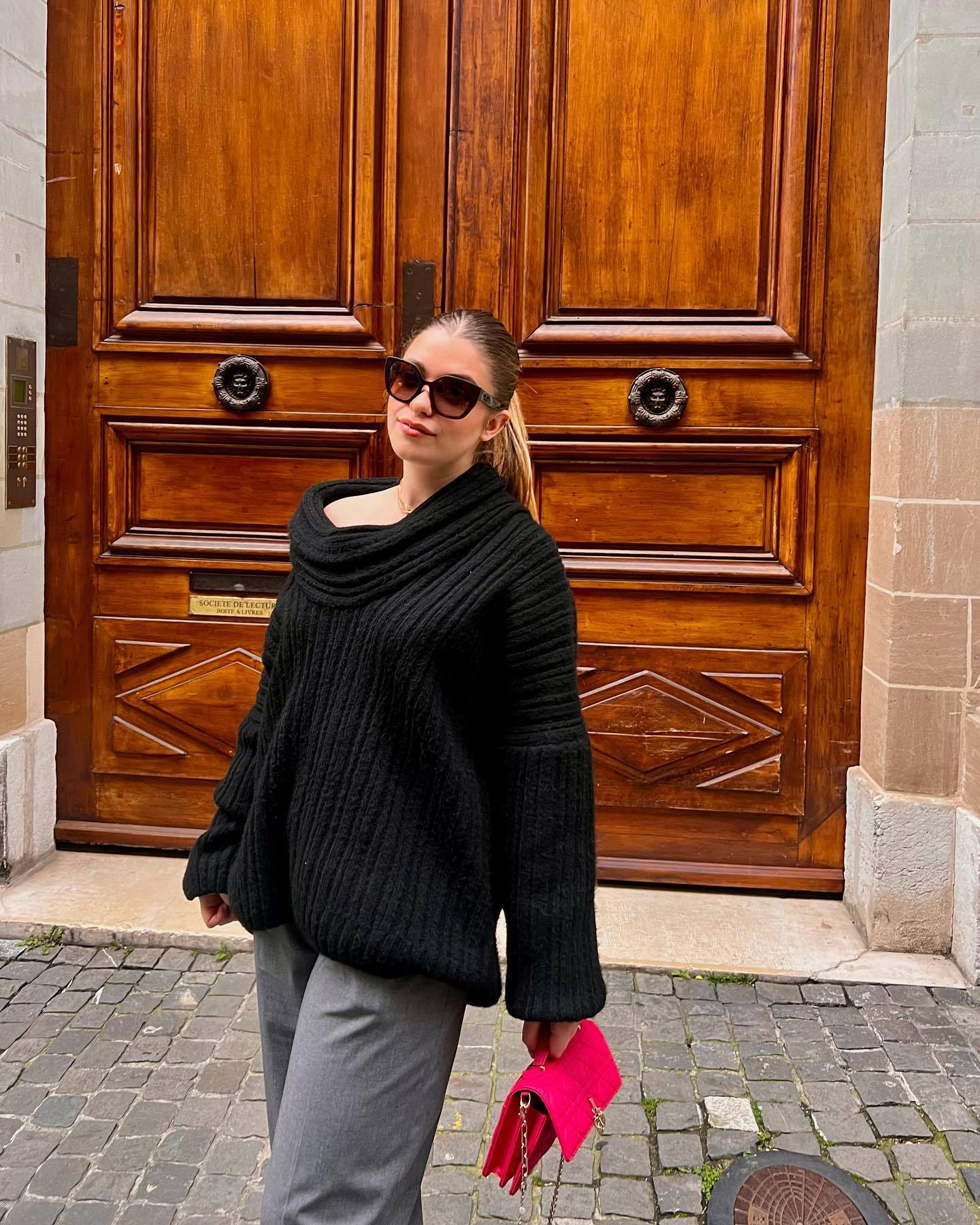 Spring And Autumn Off Shoulder Loose Casual Knitting Shirt Long Sleeve Sweater 12