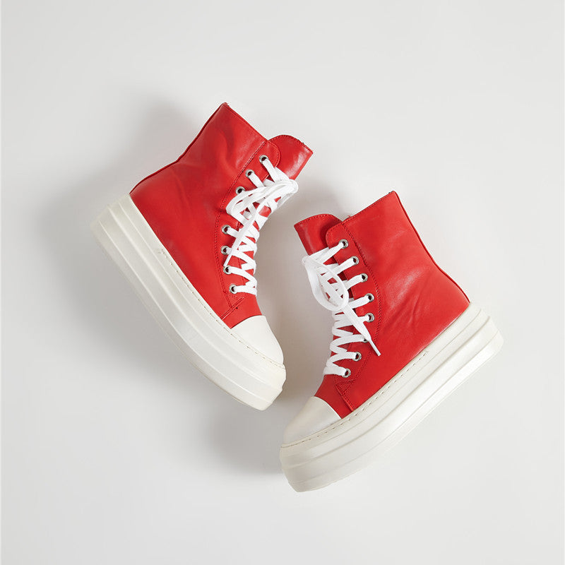 Ladies Women Side Zip Canvas Platform High Shoes 3