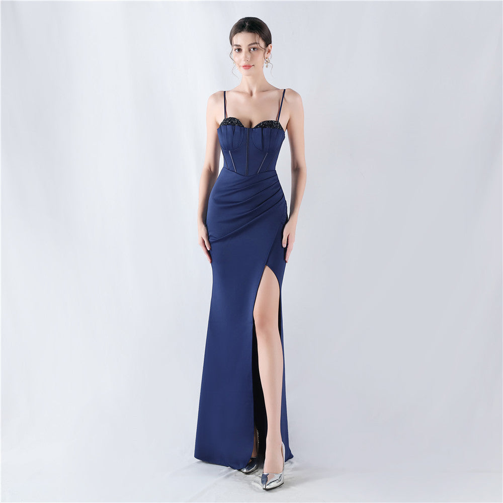 Women Fishbone Crystal Evening Dress 17