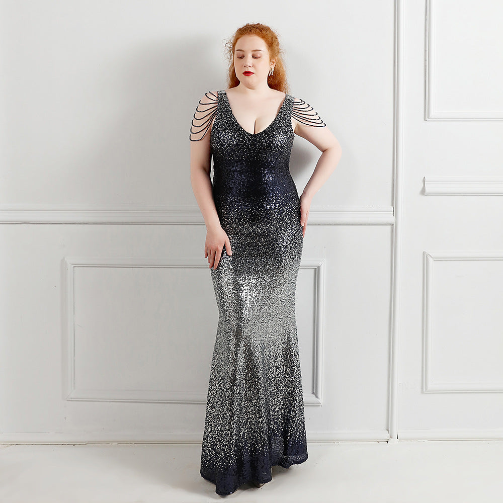 Plus Size Beauty Long Sequin  Formal Party Evening Dress 8