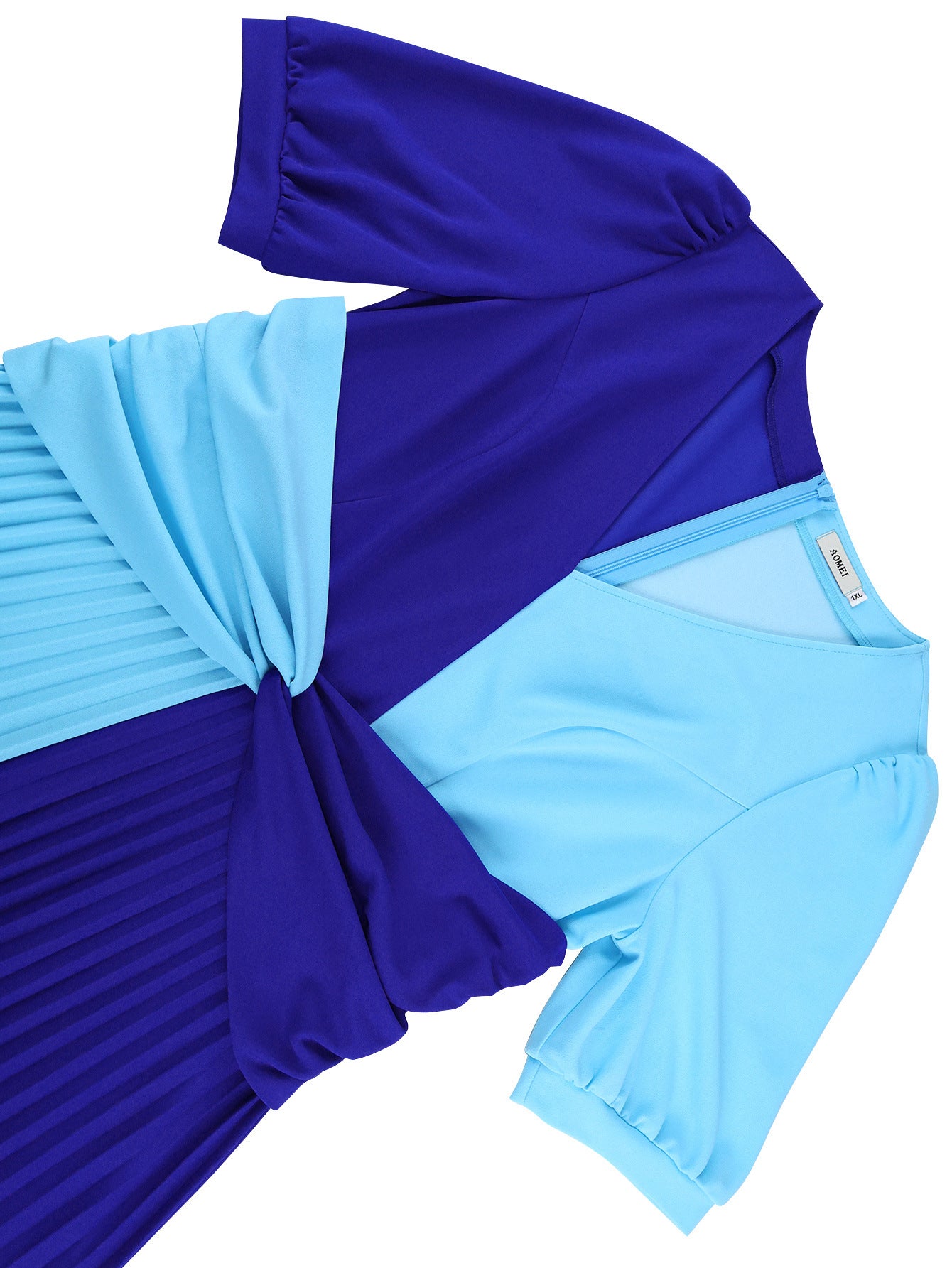 Color Block Patchwork V-Neck Sexy A-Line Dress Slim Waist Party Pleated Dress 8