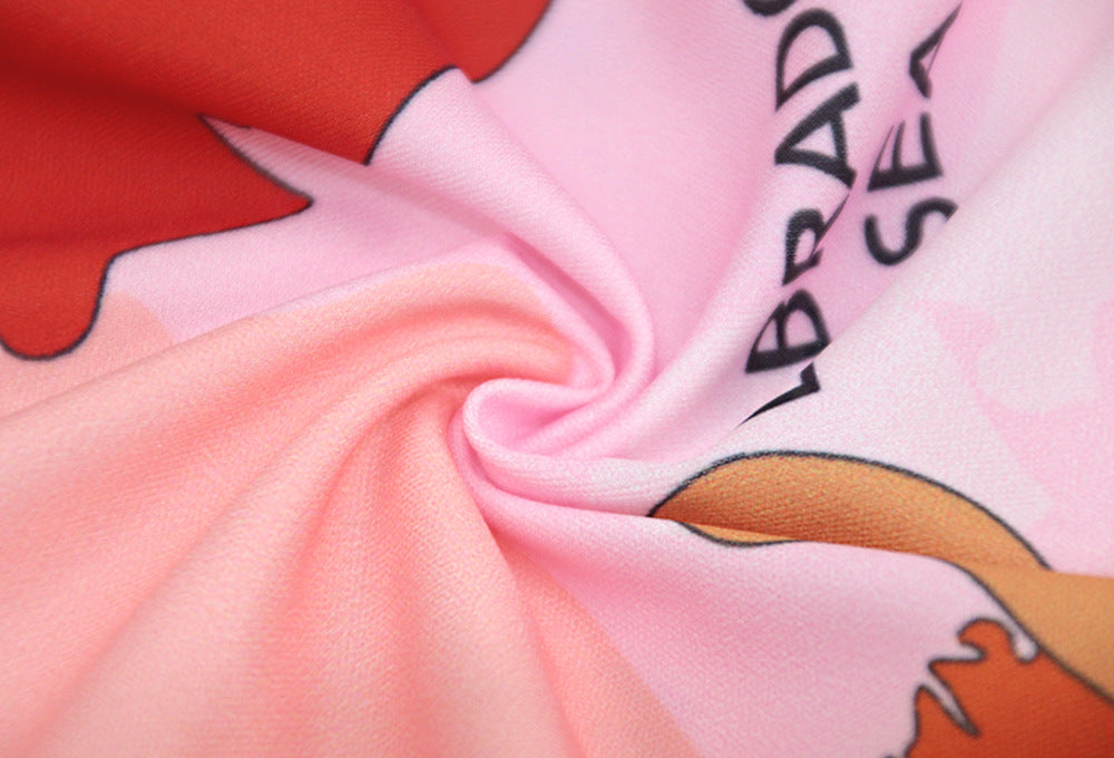 High Neck Long Sleeve Printed Long Dress Fashionable Women's Dress 30