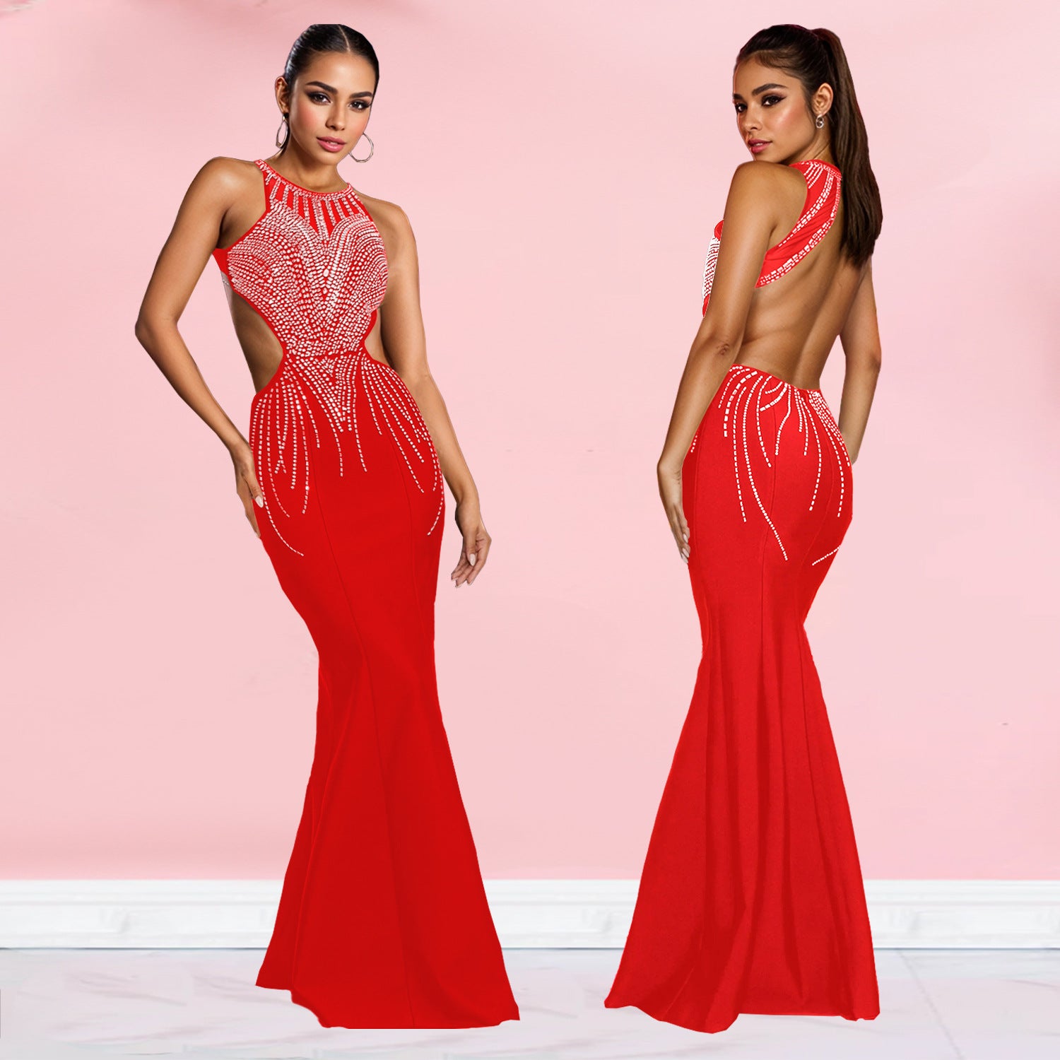 Women fishtail Beaded dress