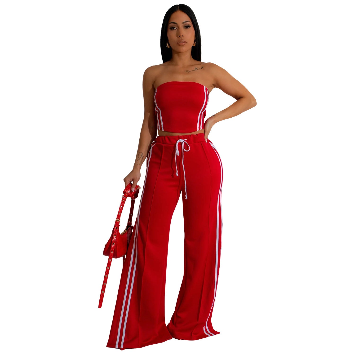 Women Summer Sexy Strapless Top and Two-Piece Pants Set 21