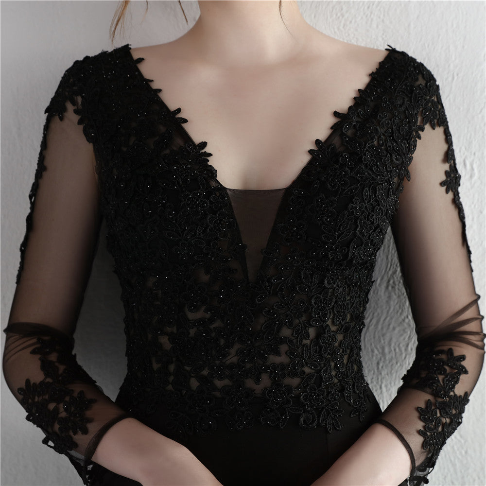 Autumn Occasional Formal Lace Upper V-Neck Mermaid Evening Dress 39