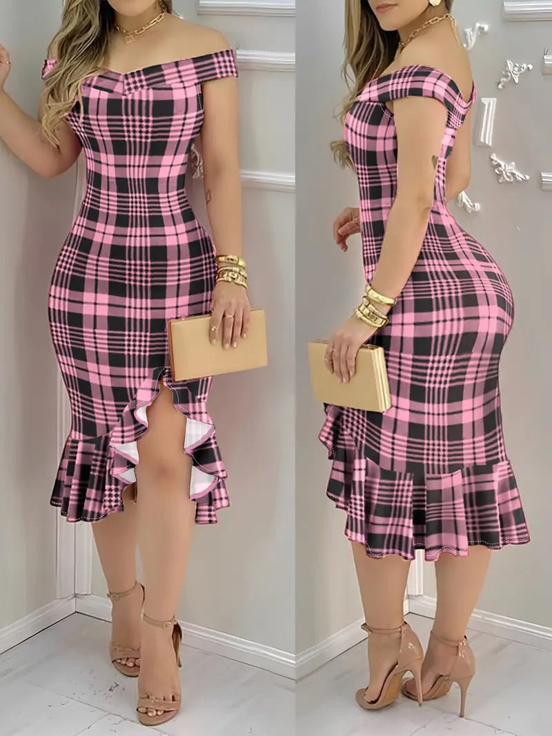 Women's Off-Shoulder Sexy Ruffled Dress 4