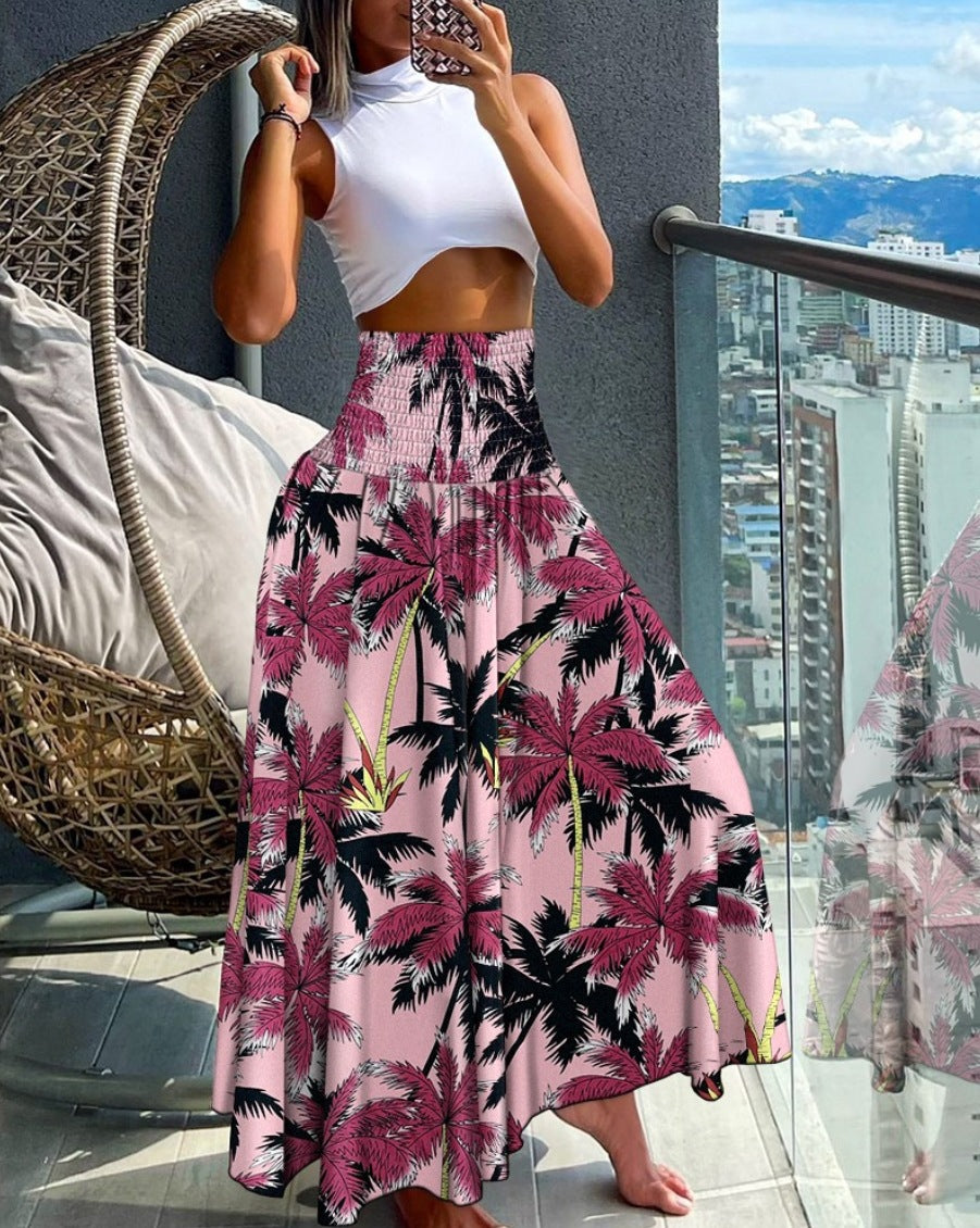 Summer Fashion High Waist Printed Women's Long Skirts 15